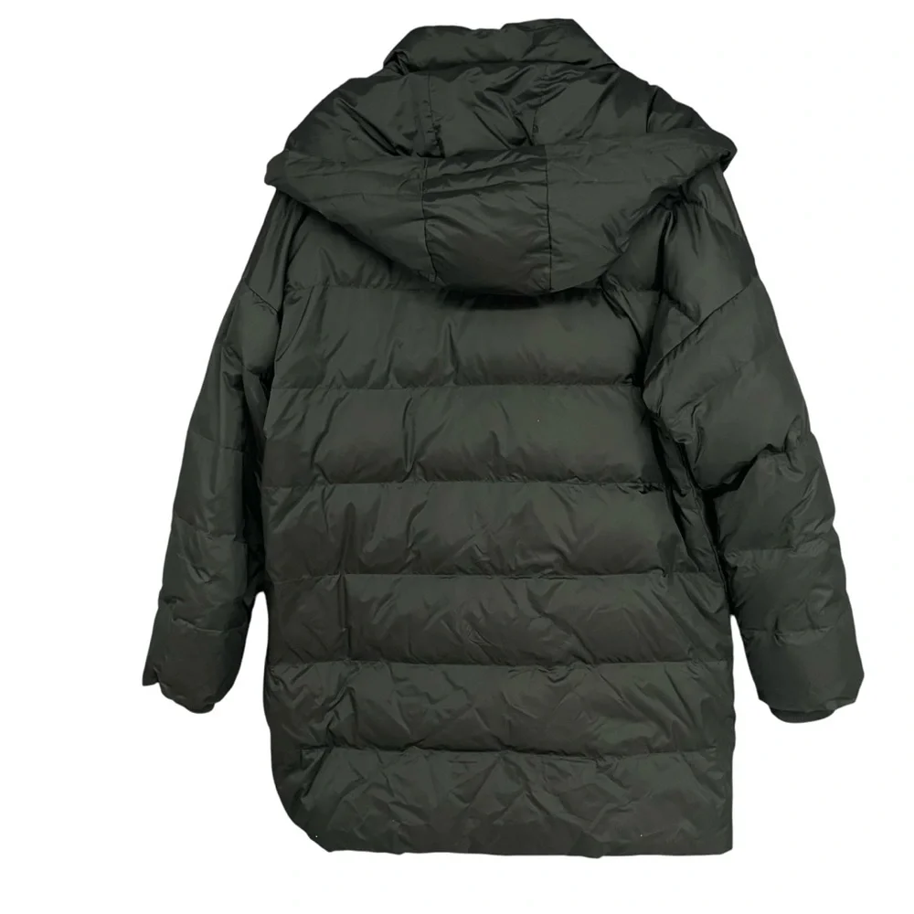 Zara Green Down Puffer Coat with Hood â Womenâs Medium - Picture 4 of 13